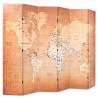 Folding Room Divider 228x170 cm - World Map Yellow