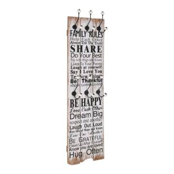 Wall-mounted Coat Rack with 6 Hooks - FAMILY RULES