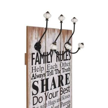 Wall-mounted Coat Rack with 6 Hooks - FAMILY RULES