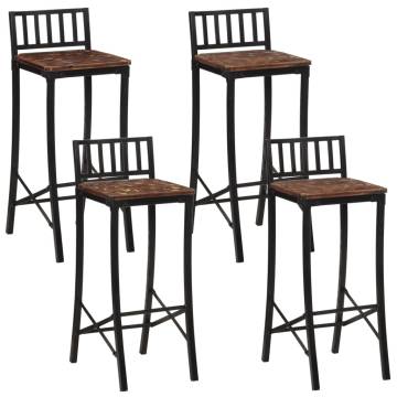 Rustic Bar Chairs Set of 4 | Solid Reclaimed Wood