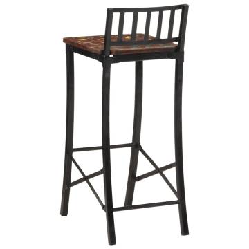 Rustic Bar Chairs Set of 4 | Solid Reclaimed Wood