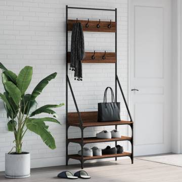 Clothes Rack with Shoe Storage - Brown Oak | Hipomarket UK