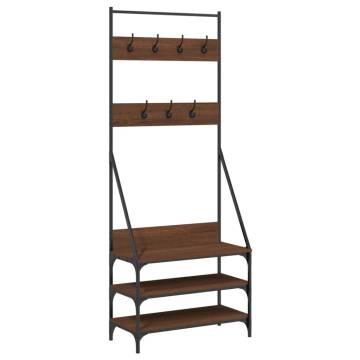 Clothes Rack with Shoe Storage - Brown Oak | Hipomarket UK