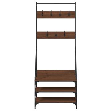 Clothes Rack with Shoe Storage - Brown Oak | Hipomarket UK