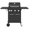 Gas BBQ Grill with 4 Burners - Black Powder-coated Steel