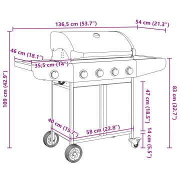 Gas BBQ Grill with 5 Burners - Stainless Steel | HipoMarket