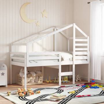 Kids' Bed Roof White - Fun & Durable Solid Pinewood Design