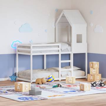 Kids' Bed Roof White - Fun Pinewood Design | HipoMarket