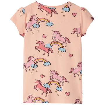 Kids' Short Sleeve Pyjamas - Light Orange Unicorns & Rainbows