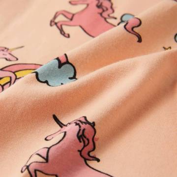 Kids' Short Sleeve Pyjamas - Light Orange Unicorns & Rainbows