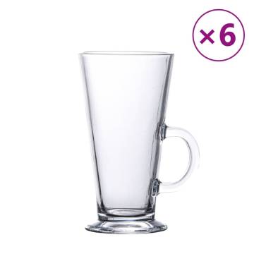 Latte Glasses with Handle 6 pcs - Stylish & Durable 250 ml