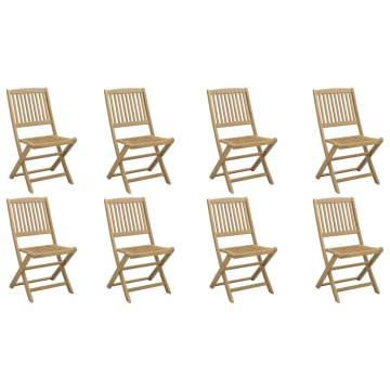 Folding Garden Chairs - 8 pcs Solid Wood Acacia | HipoMarket