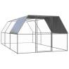 Outdoor Chicken Cage 3x6x2 m Galvanised Steel Colour silver and silver grey Size 3 x 6 x 2 m Model with partially-covered roof 