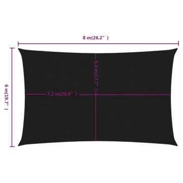 Sunshade Sail 6x8 m Rectangular Black | Durable UV Protection