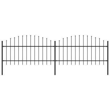 Garden Fence with Spear Top Steel - 3.4m Black | HipoMarket