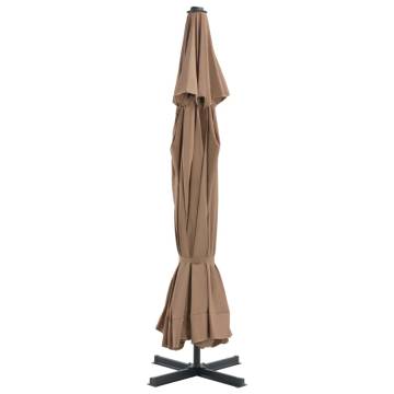 Taupe Outdoor Umbrella with Portable Base | HipoMarket