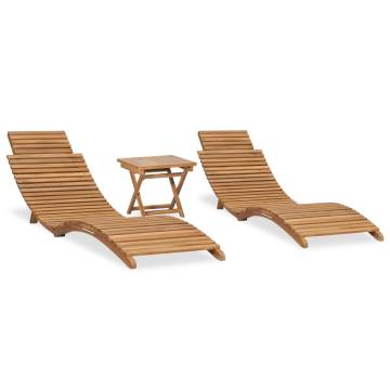 3 Piece Folding Garden Lounge Set - Solid Teak Wood