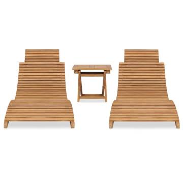 3 Piece Folding Garden Lounge Set - Solid Teak Wood