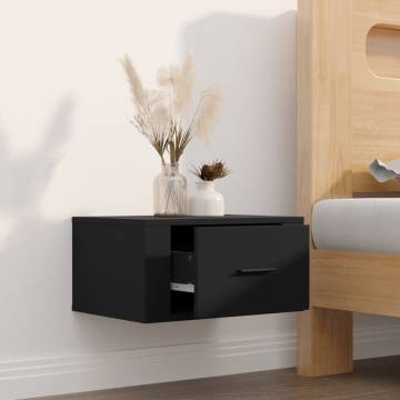 Wall-Mounted Bedside Cabinet Black - Elegant Design 50x36x25 cm