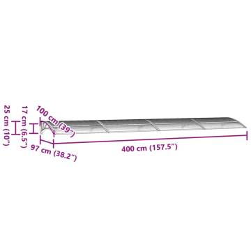 Durable Black Door Canopy 400x100 cm - Polycarbonate Shielding