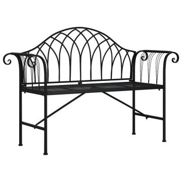 Stylish 2-Seater Garden Bench - Black Steel | HipoMarket