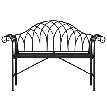 Stylish 2-Seater Garden Bench - Black Steel | HipoMarket