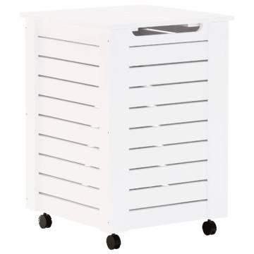 Laundry Basket with Wheels RANA White - Solid Pine Storage