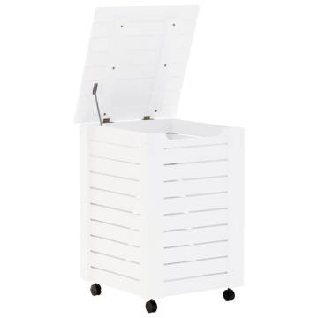 Laundry Basket with Wheels RANA White - Solid Pine Storage