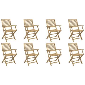 Folding Garden Chairs - 8 pcs Solid Wood Acacia | HipoMarket