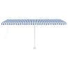 Manual Retractable Awning with LED - 500x300 cm Blue & White