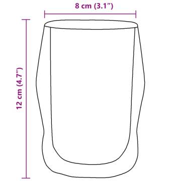 Double Wall Glass Cups - Set of 6 | 350 ml | Hipomarket