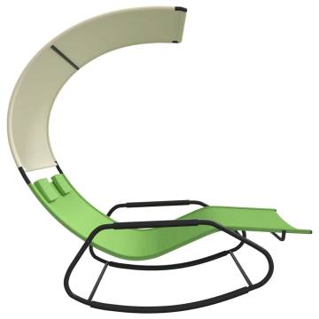 Rocking Double Sun Lounger with Canopy - Green & Cream