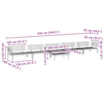 6 Piece Garden Pallet Sofa Set - Solid Acacia Wood