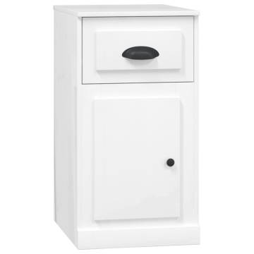 High Gloss White Side Cabinet with Drawer - 40x50x75 cm