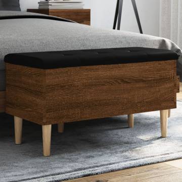 Brown Oak Storage Bench - Stylish & Functional - 82x42x46 cm