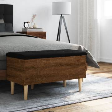 Brown Oak Storage Bench - Stylish & Functional - 82x42x46 cm