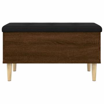 Brown Oak Storage Bench - Stylish & Functional - 82x42x46 cm