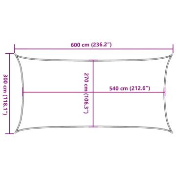 Light Grey Sunshade Sail 3x6m - UV Resistant & Durable