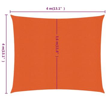 Sunshade Sail 160 g/m² Square Orange 4x4 m - Durable & UV Resist