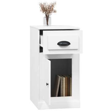 High Gloss White Side Cabinet with Drawer - 40x50x75 cm