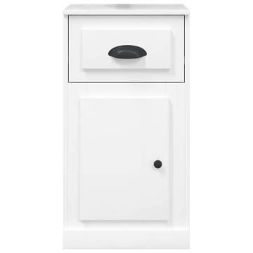 High Gloss White Side Cabinet with Drawer - 40x50x75 cm