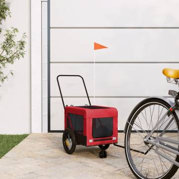 Pet Bike Trailer - Red & Black Oxford Fabric & Iron | HipoMarket