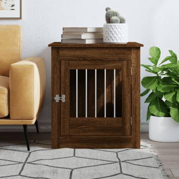 Stylish Dog Crate Furniture Brown Oak - 64.5x80x71 cm