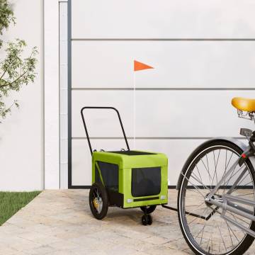 Pet Bike Trailer - Green & Black Oxford Fabric & Iron