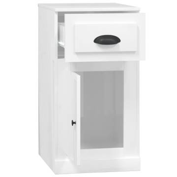 High Gloss White Side Cabinet with Drawer - 40x50x75 cm