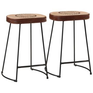 Retro Bar Stools 2 pcs Dark Brown - Stylish Home Addition