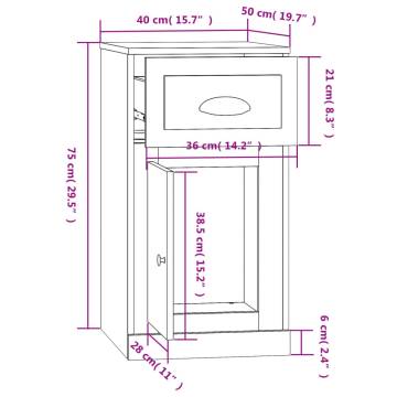 High Gloss White Side Cabinet with Drawer - 40x50x75 cm