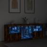 Modern Smoked Oak Sideboard with LED Lights - 181.5x37x67 cm