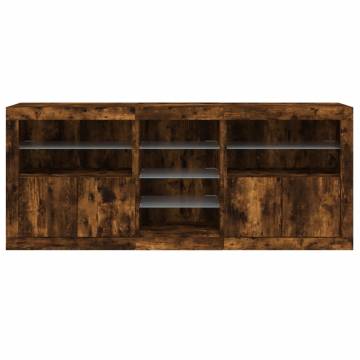 Modern Smoked Oak Sideboard with LED Lights - 181.5x37x67 cm