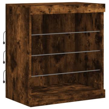 Modern Smoked Oak Sideboard with LED Lights - 181.5x37x67 cm